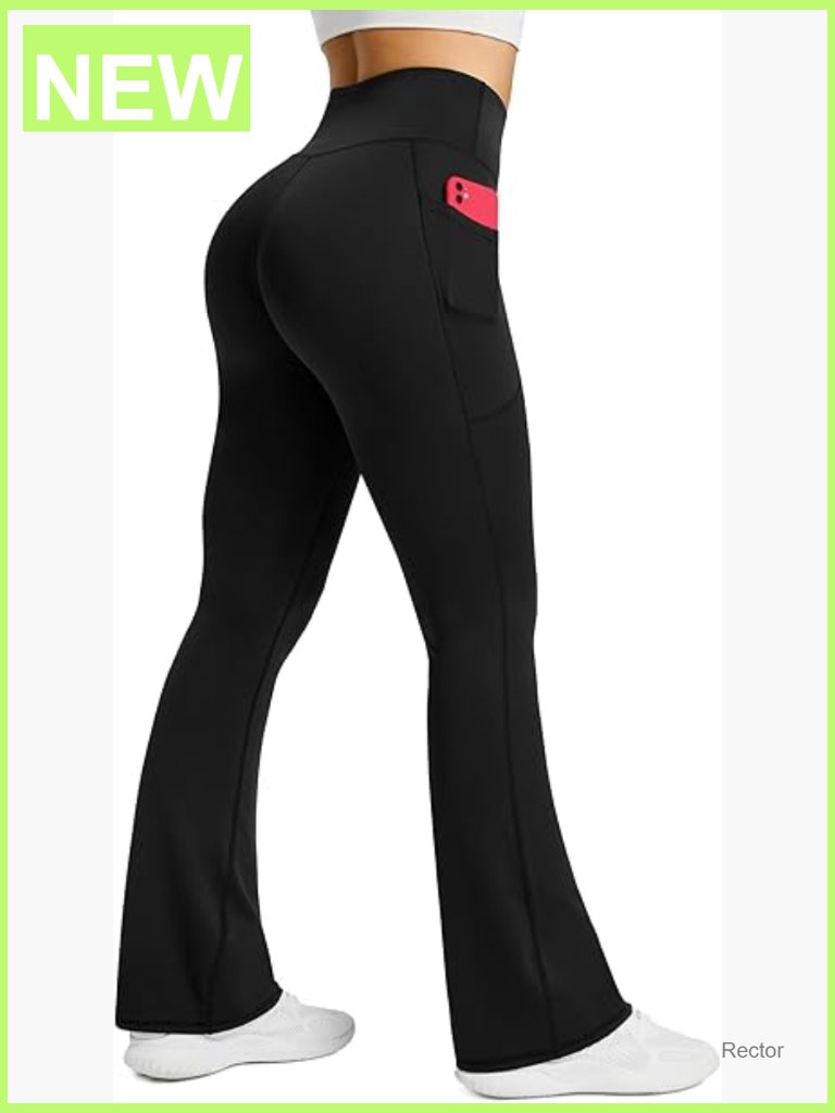 High Waisted Flared Yoga Pants With Pockets, Bootcut Leggings, Stretchy